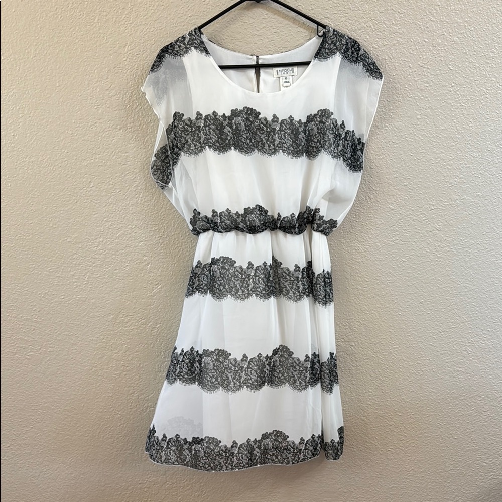 Enfocus Studio Black and Gray Dolman Sleeve Mini Sundress
